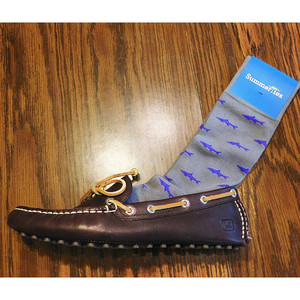 Calzini Shark - Calzini da uomo a metà polpaccio - Viola su grigio - Product Image 6