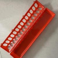 Mangeoire automatique pour poussins de couleur rouge, 28 trous, en plastique, pour élevage avicole