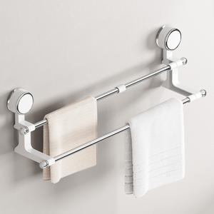 Porte-serviettes à ventouse pour salle de bain, <span class=keywords><strong>sans</strong></span> perçage, en aluminium spatial, porte-serviettes de bain, rangement de salle de bain, barre à serviettes rétractable - Product Image 2