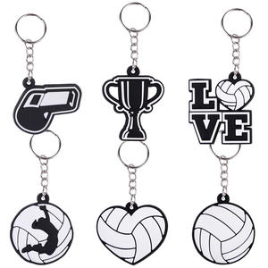 Juego de llaveros de PVC con temática de voleibol Diseños surtidos Silbato Trofeo Jugador de voleibol Silueta Corazón Voleibol Deportes Fan Regalo - Product Image 1