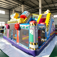 Château gonflable commercial combiné en PVC pour enfants, avec toboggan et aire de saut, idéal pour la location