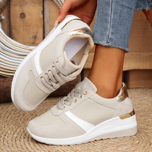 Zapatillas Deportivas con <span class=keywords><strong>Plataforma</strong></span> de Goma y Cordones, Decoración Metálica, Diseño de Parches en PU, Estilo 2026, para Mujer, Uso Diario, Casual y al Aire Libre - Product Image 4