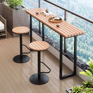 Set da Pranzo Alto da <span class=keywords><strong>Esterno</strong></span>/Interno con Tavoli e Sedie, Stile Trendy <span class=keywords><strong>per</strong></span> Bar e Caffetterie, Montaggio <span class=keywords><strong>a</strong></span> Parete, in Metallo Anticorrosione e Impermeabile - Product Image 2