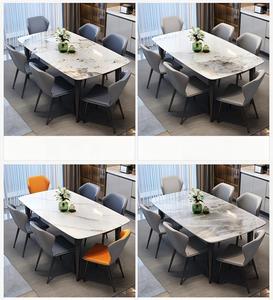 Lussuoso Tavolo da Pranzo Moderno Italiano di Alta Gamma, Impermeabile, per 6 Persone, Combinazione Tavolo e Sedie Rettangolare per Piccoli Appartamenti, Arredamento Casa - Product Image 5