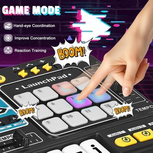Table de mixage DJ électronique pour enfants, jouet de simulation avec microphone, contrôle de la vitesse de la lumière et mode de jeu musical - Product Image 5