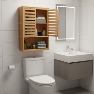 Meuble de rangement en bambou pour toilettes, 24 pouces de largeur, 4 niveaux, étagères réglables, étagères de salle de bain autoportantes - Product Image 2