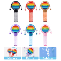 Jouet porte-bonheur personnalisé 3in1 tambour bulle bâton en gros 50ml bulle baguette en forme de tambour hochet bulle jouets sable marteau