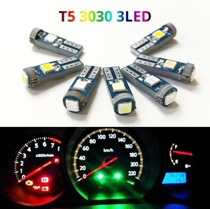หลอดไฟ LED T5 3SMD 3030 ชิปสีน้ำเงิน 12V สำหรับแผงหน้าปัดรถยนต์ ไฟแสดงสถานะ ไฟเตือน ความสว่างสูง 1W รุ่น YD ใหม่ - Product Image 1