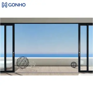 GONHO OEM ODM современные двери патио индивидуальный цвет Размер 8 футов алюминиевая теплоизоляционная Раздвижная стеклянная дверь