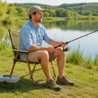 Chaise pliante ergonomique à dossier haut, portable, pour le camping en plein air, le jardin, siège rembourré en maille respirante, pêche, pique-nique, patio, voyage