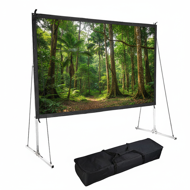 HEYU 100inch Outdoor Projector Screen with Stand 16:9 4K Ultra HD Fast Folding Portable Movie Theater Cinema Projection Screens