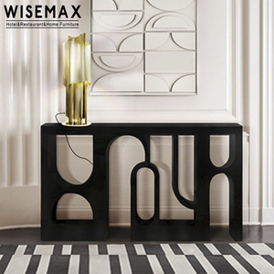 Meuble d'entrée contemporain WISEMAX, console moderne pour <span class=keywords><strong>couloir</strong></span>, table décorative unique en bois noir personnalisée - Product Image 1