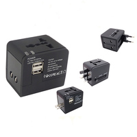 Draagbare Multifunctionele Worldwide Universal Travel Plug Power Conversion Adapter Met 2 Usb Laders