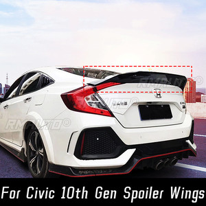 Alerón Trasero para Honda Civic 10ª Gen. Sedán 4 Puertas 2016 17 18 19, Accesorios de Estilo en Fibra de Carbono Negro - Product Image 1