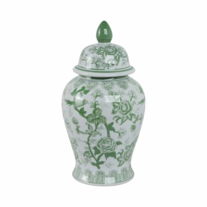 Vase en céramique avec motif d'oiseau et de fleurs pour la décoration intérieure et l'accentuation du salon, vase de temple moderne - Product Image 1