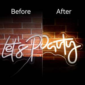 Lettre lumineuse néon LED « Let's Party » pour décorations de fête, décoration murale de fond, fiançailles, enterrement de vie de jeune fille, anniversaire, mariage - Product Image 2