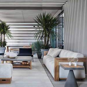 Muebles de madera de teca impermeables modernos de lujo con cojines sala de estar balcón jardín Patio Hotel sofá modular seccional al aire libre - Product Image 3