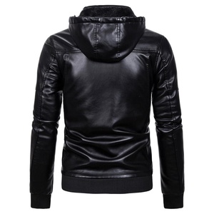 <span class=keywords><strong>Veste</strong></span> bomber <span class=keywords><strong>en</strong></span> <span class=keywords><strong>simili</strong></span> cuir PU pour homme Liu Ming Wholesale Winter avec capuche - Product Image 2