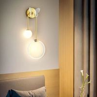 Lámpara de pared con forma de mariposa para dormitorio, luz de noche Ins moderna, nórdica, minimalista, de lujo, para fondo de sala de estar
