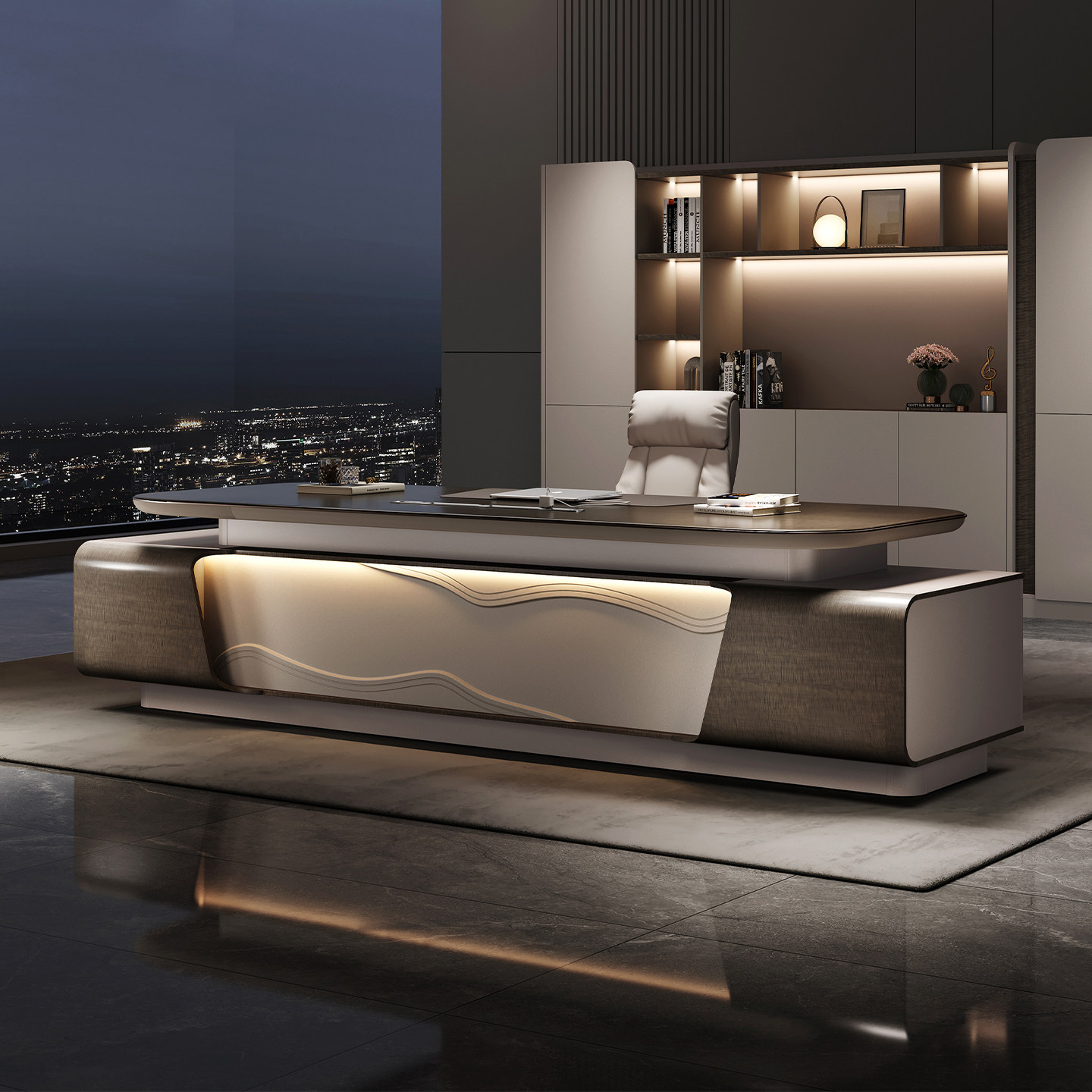 Italian Luxury Executive Office Desk Modern Design L-Shaped Boss Desk with Storage High-end CEO Manager Office Table Furniture