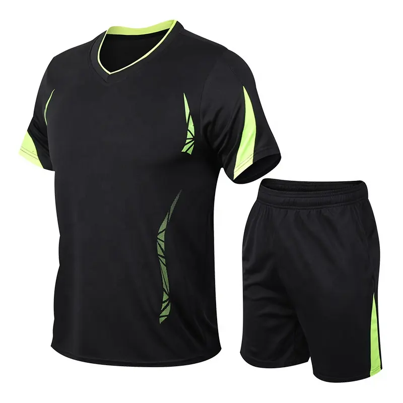 Quick Dry V Neck Futebol Camisetas E Shorts Esporte Fitness Duas Peças Futebol Jersey Set