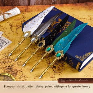 Bolígrafo de plumas de alta calidad al por mayor, estilo europeo vintage con gemas, caja de regalo, para práctica de caligrafía, regalo, sello de cera. - Product Image 3