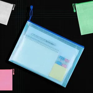 Tas Amplop Folder Penutup File Kancing Pvc Plastik A4 dengan Kantong Kartu Bisnis untuk Sekolah Kantor