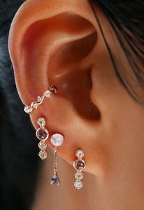 LOZRUNVE Jewelry Design <span class=keywords><strong>Boucle</strong></span> <span class=keywords><strong>d</strong></span>'<span class=keywords><strong>oreille</strong></span> en argent sterling 925 or <span class=keywords><strong>vermeil</strong></span> cristal diamant vague - Product Image 2