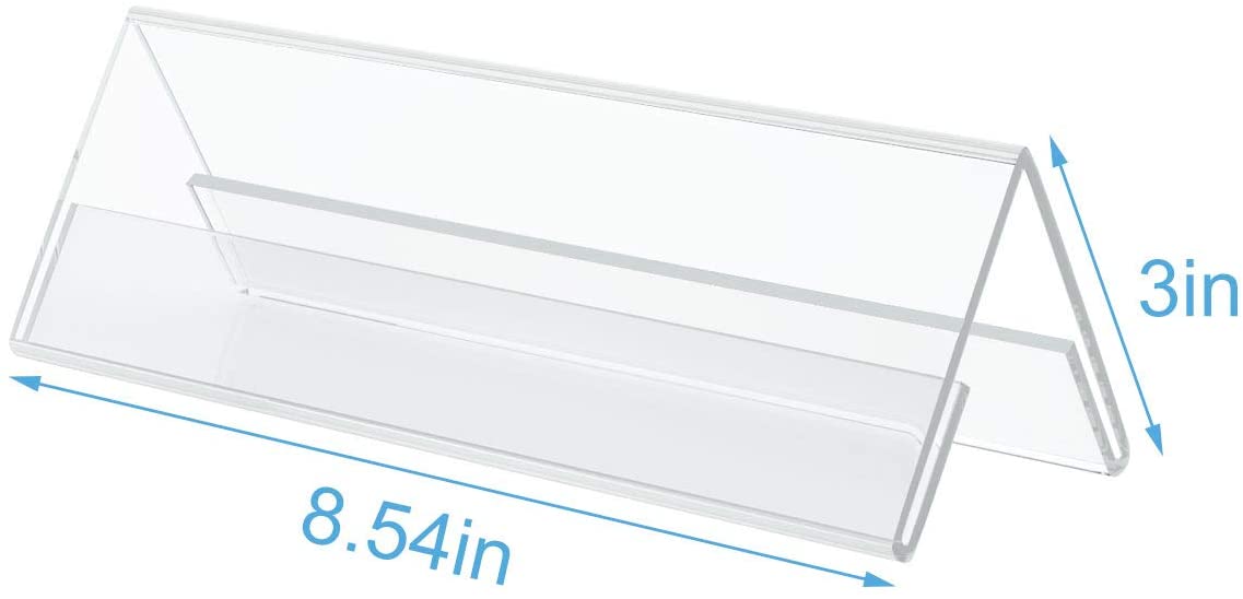 24 Pieces Acrylic Name Plates For Desks, 2 X 8 Inches Clear Slant Back Sign Holder Stand Table