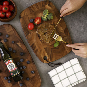 Acacia Wood Cutting Board <b>Set</b> Rectangle Durable Solid Wood Kitchen Chopping Block Two Piece Checkerboard Design - Product Image 3
