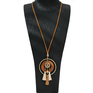 2025 baru kalung liontin modis untuk wanita Sweater panjang kalung leher Disk pernyataan Sweater rantai kalung Set perhiasan - Product Image 5