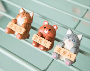 Kerajinan Tangan hewan kucing kayu lucu mainan Cat kayu kucing kecil dekorasi anak kucing kayu DIY hadiah patung hewan - Product Image 3