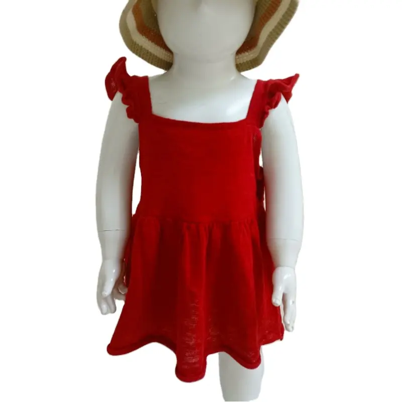 Grosir gaun bayi perempuan linen tipis rok rajut dengan kerutan