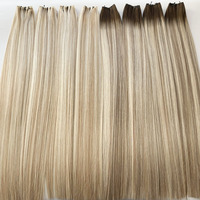 Qualité haut de gamme 24in Double dessiné Genius trame de cheveux vierge blonde humaine Balayage couleur usine en gros