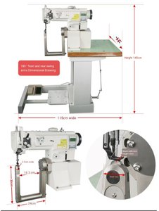 Machine à coudre industrielle automatique pour produits en cuir et sacs à chaussures, avec alimentation par rouleau rotatif à 180 degrés et moteur à chaîne à aiguilles - Product Image 4