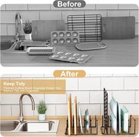 Support de comptoir multifonction Cedar Space pour planches à découper, porte-couteaux, support pour couvercles de casseroles, boîte pour couvercles de poêles, égouttoir à couverts et plateau à ustensiles