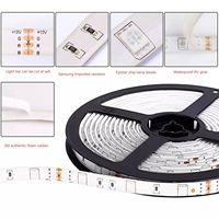 Bande lumineuse LED RGB 5050 12V 5m avec télécommande IR 24 touches, contrôle par application Bluetooth, synchronisation musicale, kit de bande LED intelligente, étanche IP65