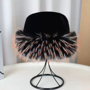 Gorro de punto de piel sintética para mujer, cálido y esponjoso, con borde de piel de zorro, estilo domo, para esquí, informal, para otoño e invierno, para exteriores, gorros cálidos, personalizable - Product Image 4
