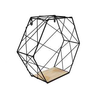 Mensola <span class=keywords><strong>in</strong></span> ferro esagonale a parete decorativa <span class=keywords><strong>in</strong></span> metallo galleggianti scaffali <span class=keywords><strong>in</strong></span> <span class=keywords><strong>legno</strong></span> con deposito per decorazioni da parete e oggetti da contenimento - Product Image 6