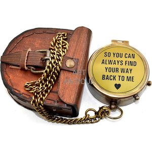 Pocket <b>Compass</b> Engraved Romantic Message With Leather Case Portable Hiking Navigational <b>compass</b> with case - Product Image 5