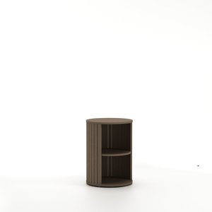 Mesa auxiliar moderna con laterales acanalados, estante abierto y acabado envuelto en PVC - Product Image 4