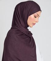 Hijab en viscose de couleur prune chocolat, taille plus, extensible, foulard musulman avec un drapé lisse