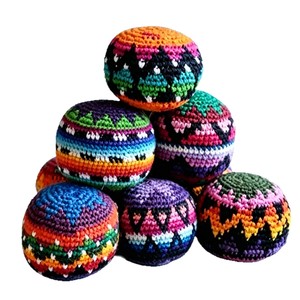 Ballon Hacky Sack au crochet fait main, Footbag coloré tissé, Ballon Kick Sack tricoté durable pour jeux en plein air - Product Image 5