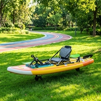 Kayak à pédales gonflable, système de pédales à économie d'effort, bateau gonflable portable pour la pêche en plein air