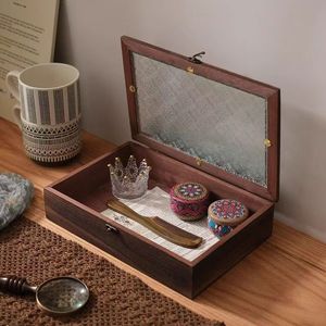 Wooden Storage <b>Box</b> Set Paulownia Wood Flip Top Jewelry Organizer Desktop Dustproof Solid Color 12L Shandong Made - Product Image 4