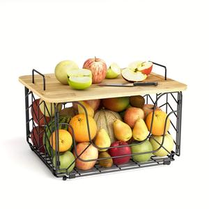 Panier de rangement de cuisine classique en fer et étagère de bureau portable pour fruits - Product Image 4