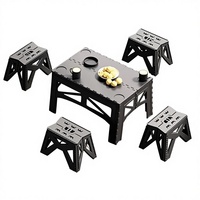 Ensemble table et chaises pliantes portables pour camping, stand de marché extérieur, table en plastique portable pour appartement locatif et installation facile