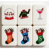 Jeu de tuiles de mahjong américain en acrylique blanc éclatant, écologique, portable, idéal comme ornement de Noël, cadeau, pour le sapin ou le chaussette de Noël, ou comme casse-noisette