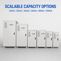 Stabilisateur de tension triphasé 50 KVA 220 V en entrée, 380 V en sortie (transformateur + stabilisateur dans un seul coffret)