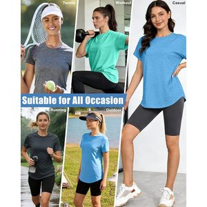 Camisetas Deportivas para Mujer, Manga Corta, UPF 50+, Secado Rápido, Protección Solar, Gimnasio, Running, Corte Holgado, Paquete de 4 - Product Image 6